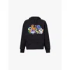 Ps By Paul Smith Men's Branded Floral-appliqué Cotton-jersey Hoody In Black