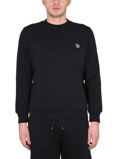 Ps By Paul Smith Ps Paul Smith Zebra-embroidered Organic Cotton Sweatshirt In Black