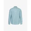 PS BY PAUL SMITH PS BY PAUL SMITH MEN'S GREYISH BLUE BUTTON-DOWN COLLAR LINEN SHIRT