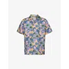 PS BY PAUL SMITH PS BY PAUL SMITH MEN'S LILAC FLORAL-PRINT CAMP-COLLAR COTTON-BLEND SHIRT