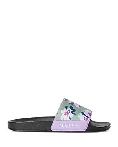 Ps By Paul Smith Men's Nyro Floral Print Slip On Slide Sandals In Black