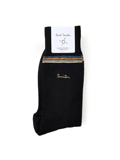 Ps By Paul Smith Men Sock Gold Logo Emb In Black