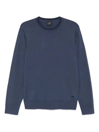 Ps By Paul Smith Indigo Merino Wool Sweater Purple In Blue