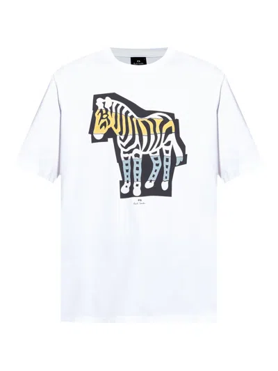 Ps By Paul Smith Ps Paul Smith Zebra Print Cotton T-shirt In White