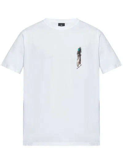 Ps By Paul Smith Cyclist Silhouette Cotton T Shirt In White