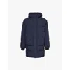 Ps By Paul Smith Mens Very Dark Navy Brand-print Hooded Shell Coat In Very Dark Navy