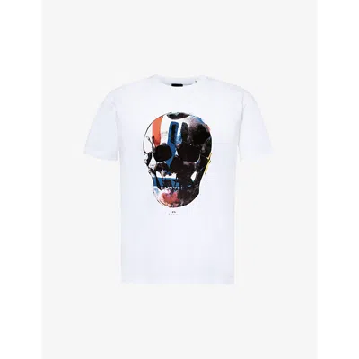 Ps By Paul Smith Mens White Big Skull Graphic-print Cotton-jersey T-shirt