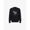 Ps By Paul Smith Mens Black Zebra Graphic-print Long-sleeve Cotton-jersey Sweatshirt Xl In Black