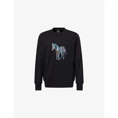 Ps By Paul Smith Mens Black Zebra Graphic-print Long-sleeve Cotton-jersey Sweatshirt Xl