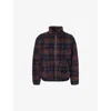 Ps By Paul Smith Navy And Orange Check Zip Fleece Jacket Blue In Brown