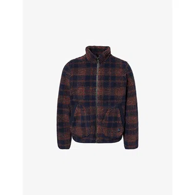 PS BY PAUL SMITH MENS BLUE CHECK-PATTERN ZIP-UP FLEECE JACKET XL