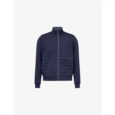 Ps By Paul Smith Mens Blue Mix Media Contrast Shell Jacket