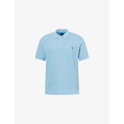 Ps By Paul Smith Mens Blue Zebra-embroidered Cotton Polo Shirt Xl