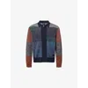 Ps By Paul Smith Navy Colour-block Zip-through Cotton-wool Cardigan Blue In Multi