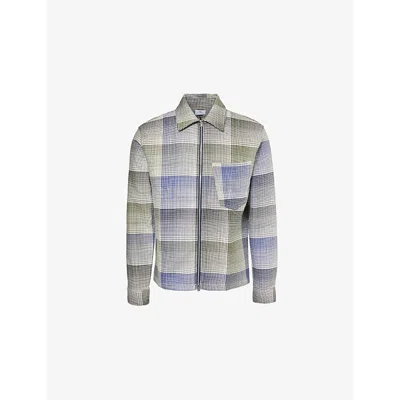 Ps By Paul Smith Mens Houndstooth Zip-front Cotton Shirt Brown