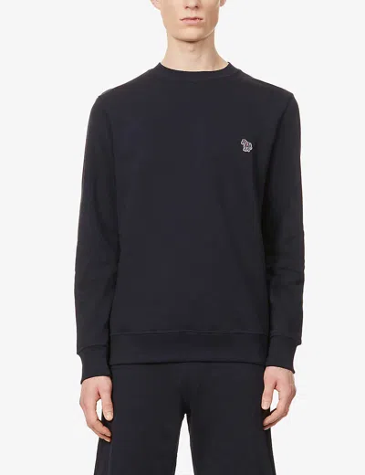 PS BY PAUL SMITH MENS DARK NAVY ZEBRA BRAND-EMBROIDERED COTTON SWEATSHIRT,43406300