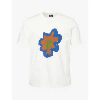 Ps By Paul Smith Mens Off White Graphic-print Cotton T-shirt Xl