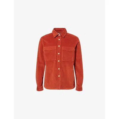 Ps By Paul Smith Mens Red Logo-patch Corduroy Stretch-cotton Shirt Jacket Xxl
