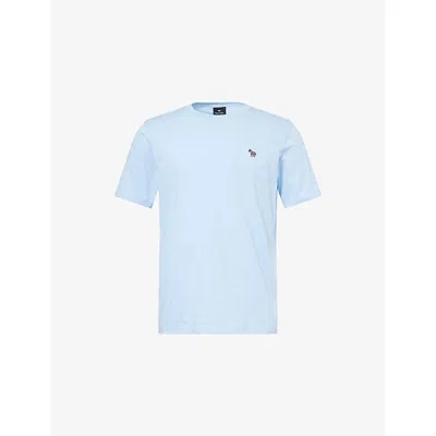 Ps By Paul Smith S By Paul Smith Mens Zebra-embroidered Regular-fit Cotton-jersey T-shirt Light Blue Xxl