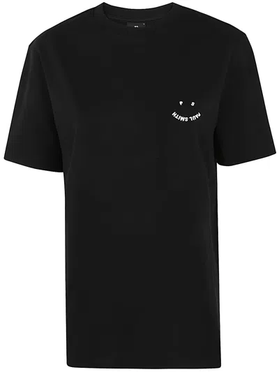 Ps By Paul Smith Mens Regular Fit Short Sleeves Tshirt Ps Happy In Black
