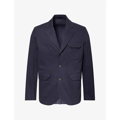Ps By Paul Smith Mens Very Dark Navy Utility Single-breasted Cotton Blazer In Blue