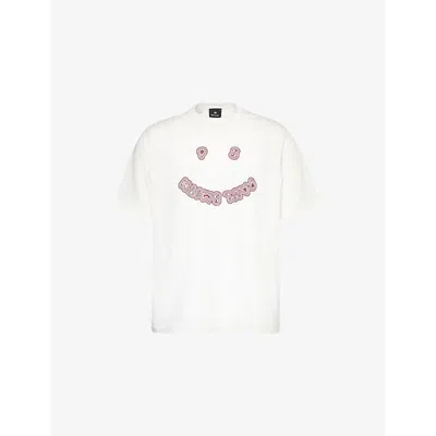 Ps By Paul Smith Mens Happy Graphic-print Cotton T-shirt White