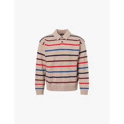 Ps By Paul Smith Mens White Striped Long-sleeve Wool-blend Jumper