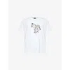 Ps By Paul Smith Mens White Zebra-print Crewneck Cotton-jersey T-shirt In White
