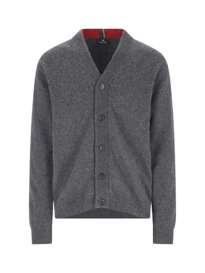 Ps By Paul Smith Merino Wool Cardigan In Gray