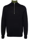 Ps By Paul Smith Merino-wool Half-zip Sweater In Blue