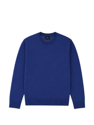 Ps By Paul Smith Classic Crew Neck Merino Wool Sweater In Blue