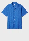 Ps By Paul Smith Mid Blue Cotton Textured-jacquard Short-sleeve Shirt