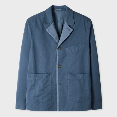 Ps By Paul Smith Mid Blue Cotton-linen Three-button Jacket