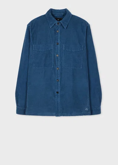 Ps By Paul Smith Mid-blue Organic-cotton Corduroy Overshirt