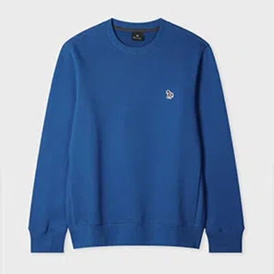 Ps By Paul Smith Mid Blue Organic Cotton Zebra Logo Sweatshirt