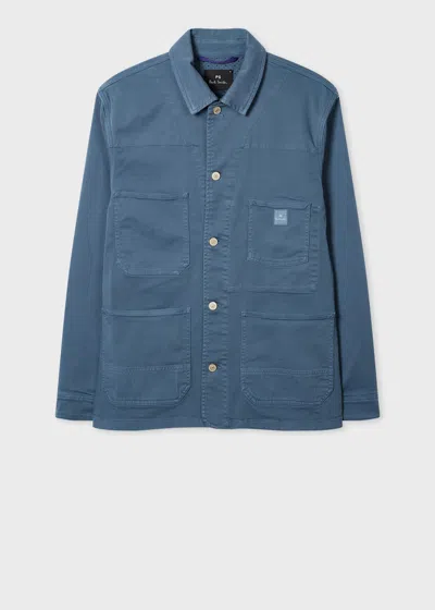 Ps By Paul Smith Mid Blue Stretch Cotton-twill Chore Jacket