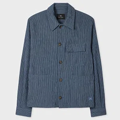 Ps By Paul Smith Mid Blue Textured Stripe Chore Jacket