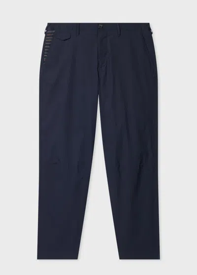 Ps By Paul Smith Mid-fit Navy Cotton-blend 'embroidered Stripe' Chinos Blue