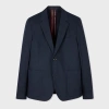 Ps By Paul Smith Mid-fit Navy Stretch Organic Cotton Unlined Blazer Blue In Blue