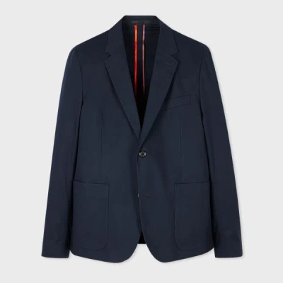 Ps By Paul Smith Mid-fit Navy Stretch Organic Cotton Unlined Blazer Blue