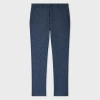 Ps By Paul Smith Mid-fit Navy Wool-blend Micro-check Trousers Blue In Blue