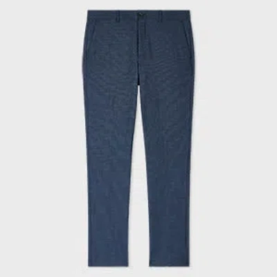 Ps By Paul Smith Mid-fit Navy Wool-blend Micro-check Trousers Blue
