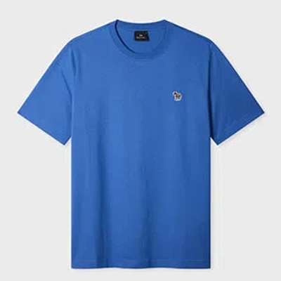 Ps By Paul Smith Mid-blue Organic Cotton Zebra Logo T-shirt