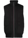 Ps By Paul Smith Mixed Media Quilted Gilet In Black