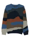 Ps By Paul Smith Mountains Cable-knit Colour-block Sweater In Multi