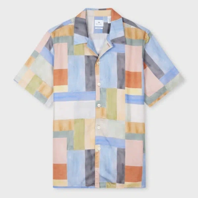 Ps By Paul Smith Multi Colour-block Print Lyocell Short-sleeve Shirt Multicolour