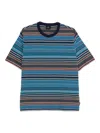 Ps By Paul Smith Multi-stripe Cotton T-shirt In Blue