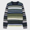 Ps By Paul Smith Multi-stripe Merino Wool Sweater Blue In Blue