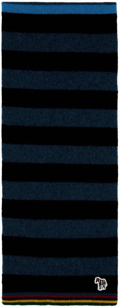 Ps By Paul Smith Multicolor Striped Scarf In Black