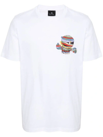 Ps By Paul Smith Mummy Happy Printed Cotton T-shirt In White